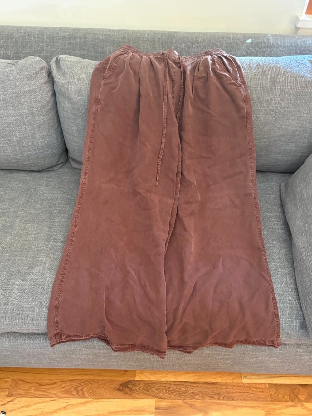 Aerie NWOT Brown Flowy Drawstring Wide-Leg Pants Small